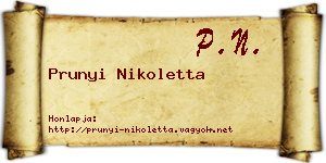 Prunyi Nikoletta névjegykártya